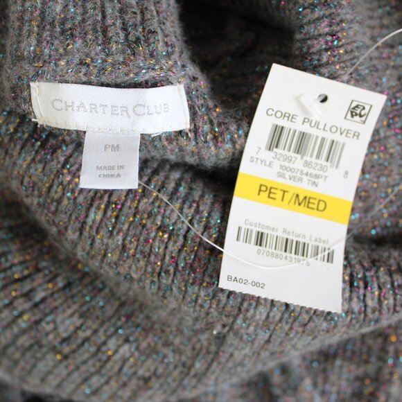 Charter Club Grey Sparkly Knit Cowl Neck NWT - Picture 5 of 5